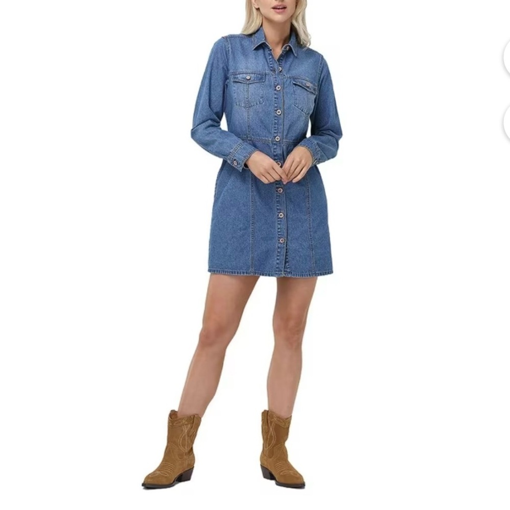 Frye Blue Long Sleeve Denim Dress